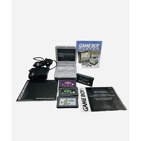 NINTENDO Game Boy Advance SP Silver GBA Game MARVEL Wolverine Hulk Power Ranger - Picture 1 of 14